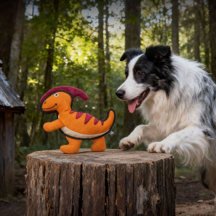 V-Pet Rough & Tough Toys - Jurassic Echo - Parasaurolophus-Orange M