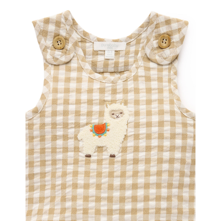 Purebaby Organic Llama Gingham Romper - Iburrito Gingham