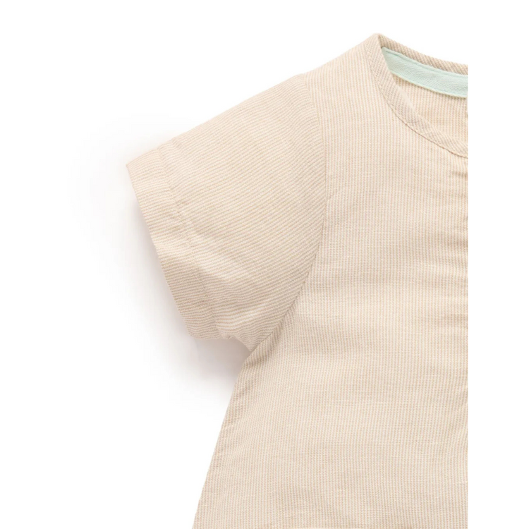 Purebaby Organic Linen Blend Romper Driftwood Stripe