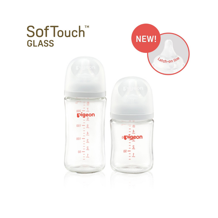 Pigeon SofTouch™ Wide Neck Glass Nursing Bottle (160ml/240ml)