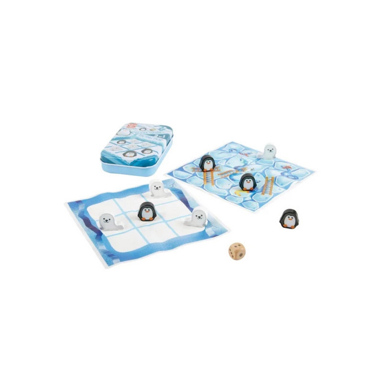 Hape 0478 2-IN-1 Pocket Games Tic Tac Toe / Snakes & Ladders Suitable For Kids Age 3+ Years