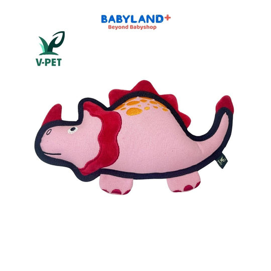 V-Pet Rough & Tough Toys - Jurassic Echo - Triceratops-Pink M
