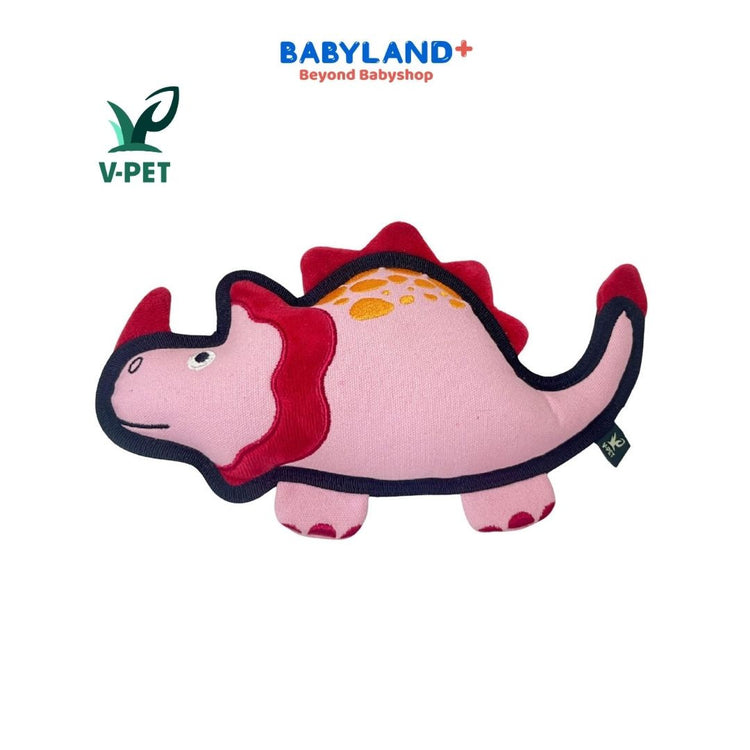 V-Pet Rough & Tough Toys - Jurassic Echo - Triceratops-Pink M