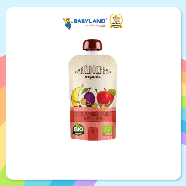 Rudolfs Organic Apple, Banana And Blueberry Puree 110g (6m+)