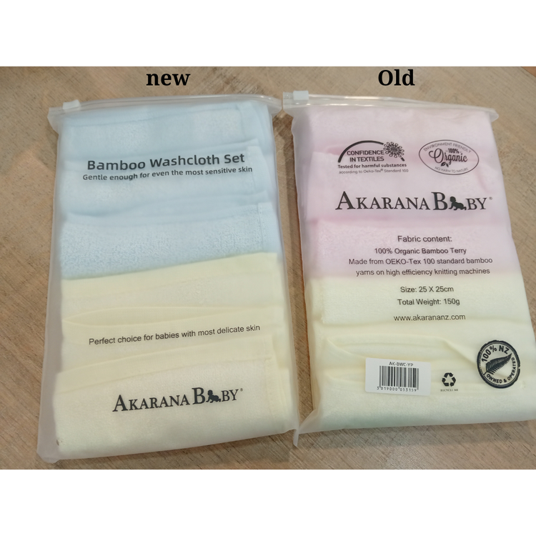 Akarana Organic Bamboo Washcloth Set (6pcs)