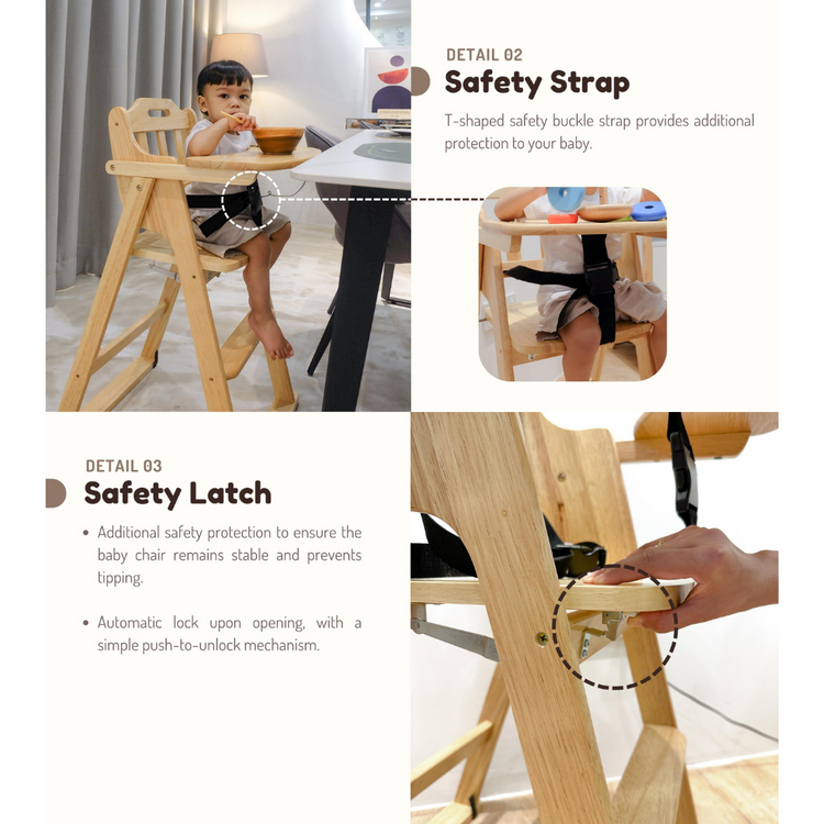 Funbies MI01 Foldable Baby Highchair - Light Grey