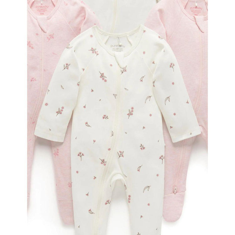 Purebaby Organic Vanilla Blossom Print 4 pack Sleepsuit