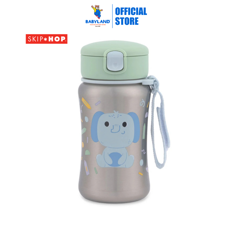 Skip Hop Besties Squad Stainless Steel Straw Bottle - Elephant (12+ months)