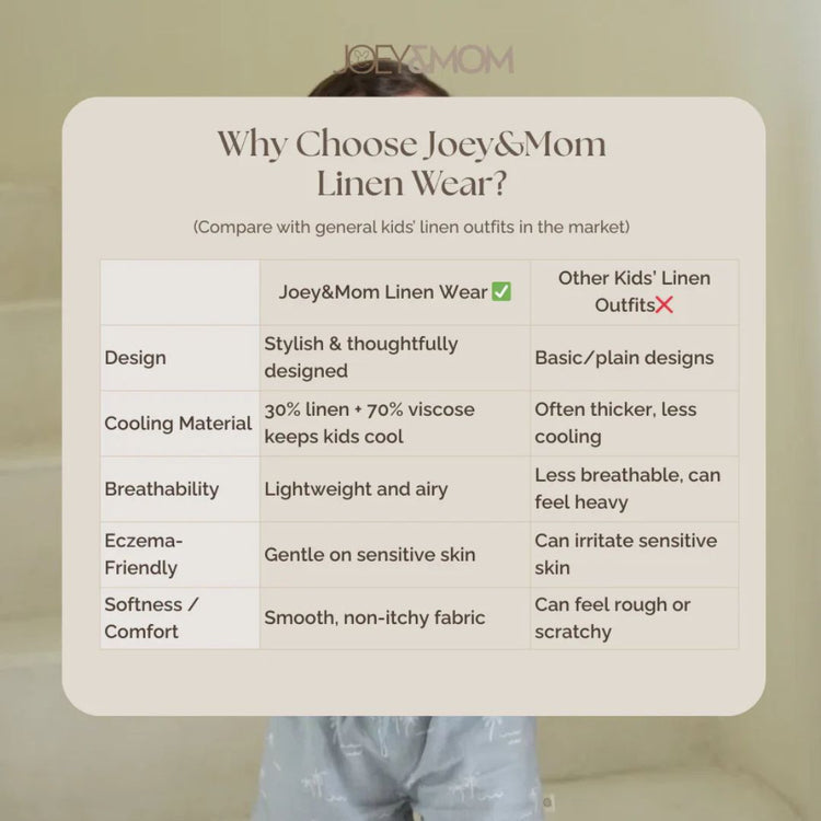 Joey & Mom Coastal Collection Kids Linen Wear for Boys & Girls | Eczema Friendly Fit