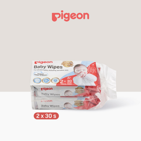 Pigeon 100% Pure Water Baby Wipes (2 x 30wipes)