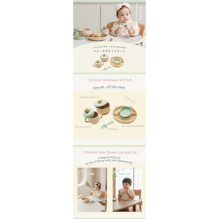 Combi Silicone Bear Tableware Gift Set (6m+)