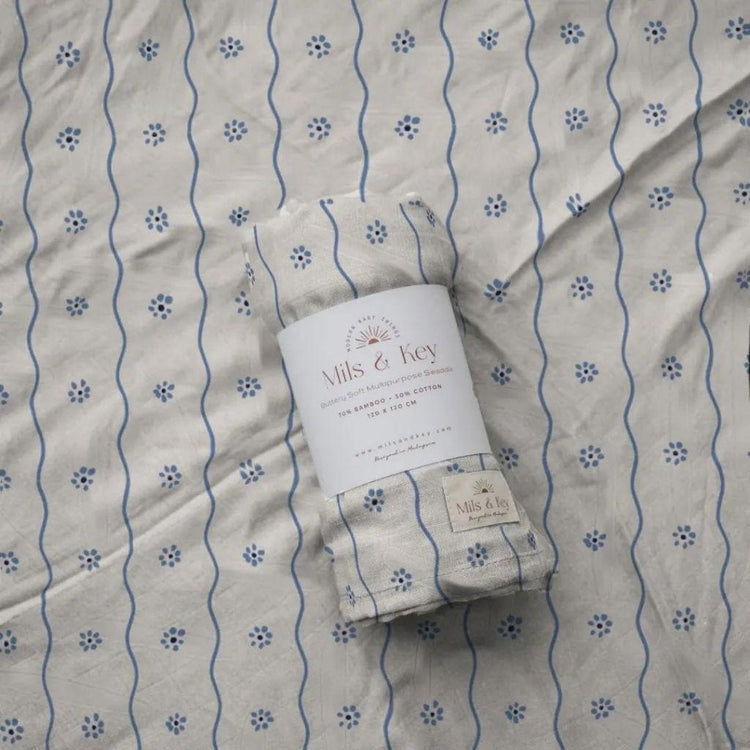 Mils and Key Swaddle - Bamboo + Cotton Swaddle (120cm x 120 cm)