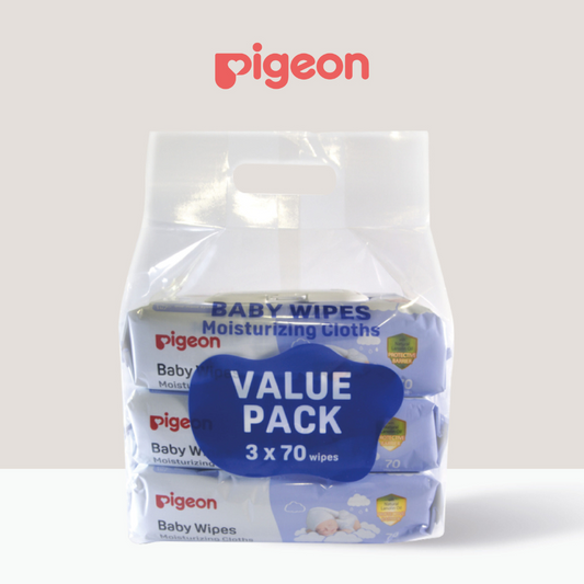 Pigeon Baby Wipes Moisturizing Cloths (3x70s)