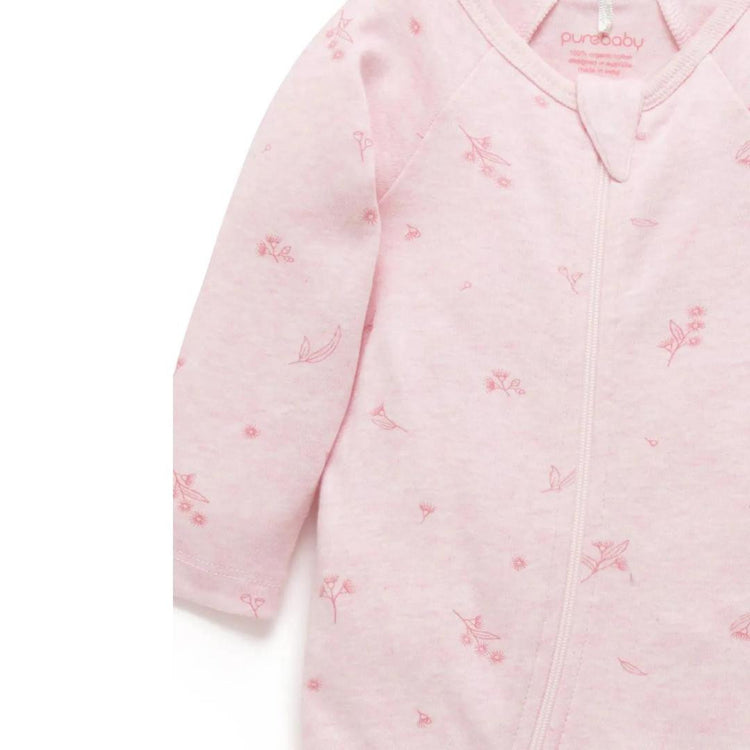 Purebaby 2 Pack Organic Sleepsuit - Pale Pink Blossom