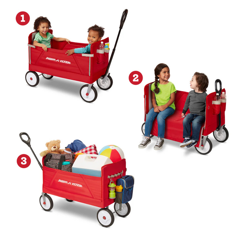 Radio Flyer 3-in-1 EZ Fold Wagon (18 month+ Up to Max Capacity 68 kg)