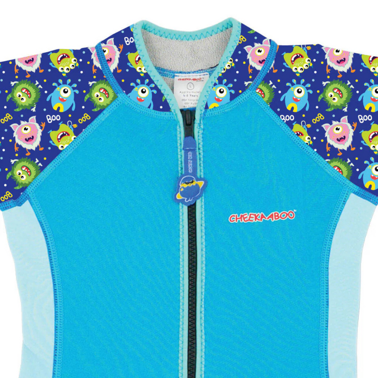 Cheekaaboo Wobbie Toddler Thermal Swimsuit UPF50+ Blue Monster