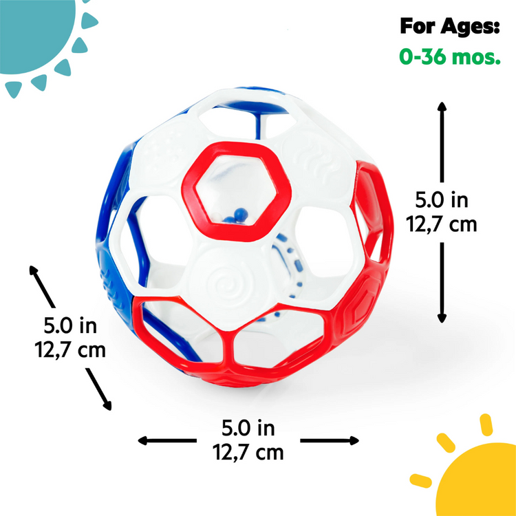 Bright Starts Oball Grippin' Goals Rattle Ball - Red, White & Blue (0m+)