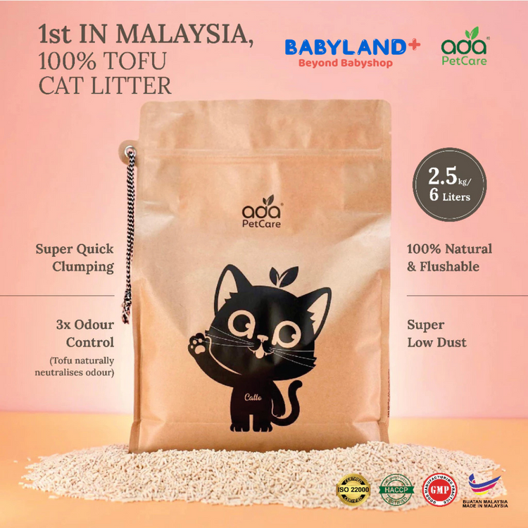 Ada Premium Tofu Cat Litter 2.5kg [100% NATURAL, 3x ODOUR CONTROL, NON-CLUMPING, DUST-FREE, LOW TRACKING]