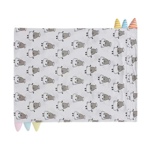 Baa Baa Sheepz Bed-Time Buddy Case Big Sheepz White + Checkers Grey with Color & Stripe Tag - Adult