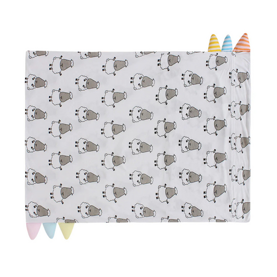 Baa Baa Sheepz Bed-Time Buddy Case Big Sheepz White + Checkers Grey with Color & Stripe Tag - Adult