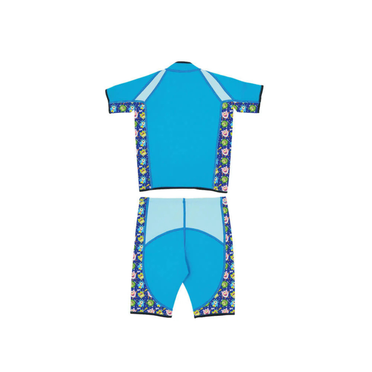 Cheekaaboo Twinwets Toddler Thermal Swimsuit UPF50+ Blue Monster