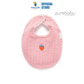 Purebaby Organic Pomegranate Gingham Print Strawberry Gingham Bib