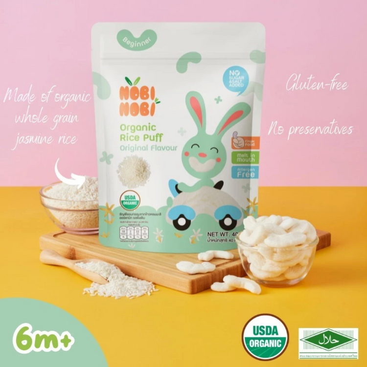 [HALAL] Nobi Nobi Organic Jasmine Rice Puffs (15G/40G)