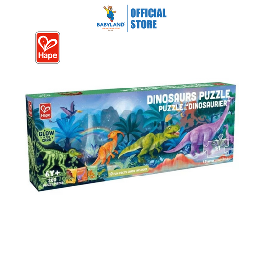 Hape 1632 Dinosaurs 1.5 Meter Long Puzzle - Glow In The Dark (6Y+)