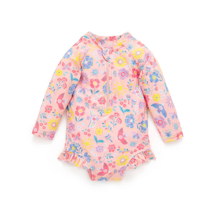 Purebaby Organic Long Sleeve Swimsuit - Pajaro Bird 