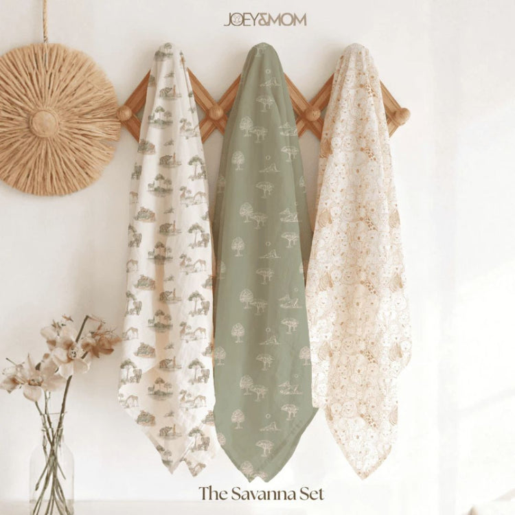 Joey & Mom Luxuriously Soft Bamboo Cotton Baby Swaddle (Set of 3) | Eczema Friendly