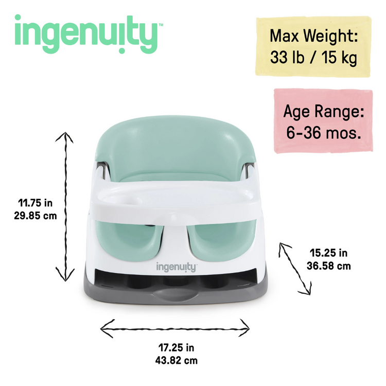 Ingenuity Baby Base 2-in-1 Booster Seat - Mist Blue (6M-3Y)