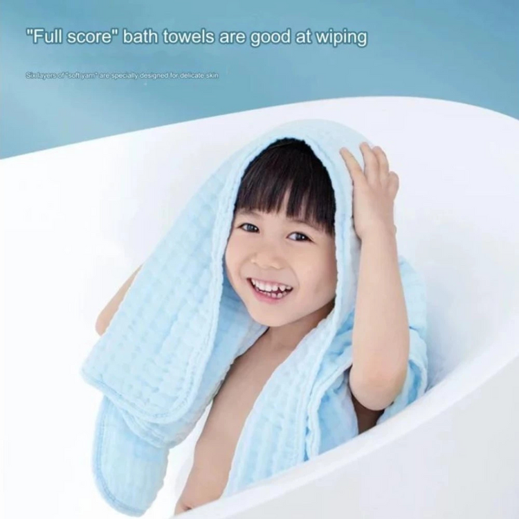 Purcotton Airysoft Gauze Bath Towel 4 Integrated Layers 160cm x 90cm Blue