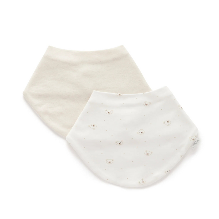 Purebaby Organic Vanilla Bear 2 pack Essential Dribble Bib