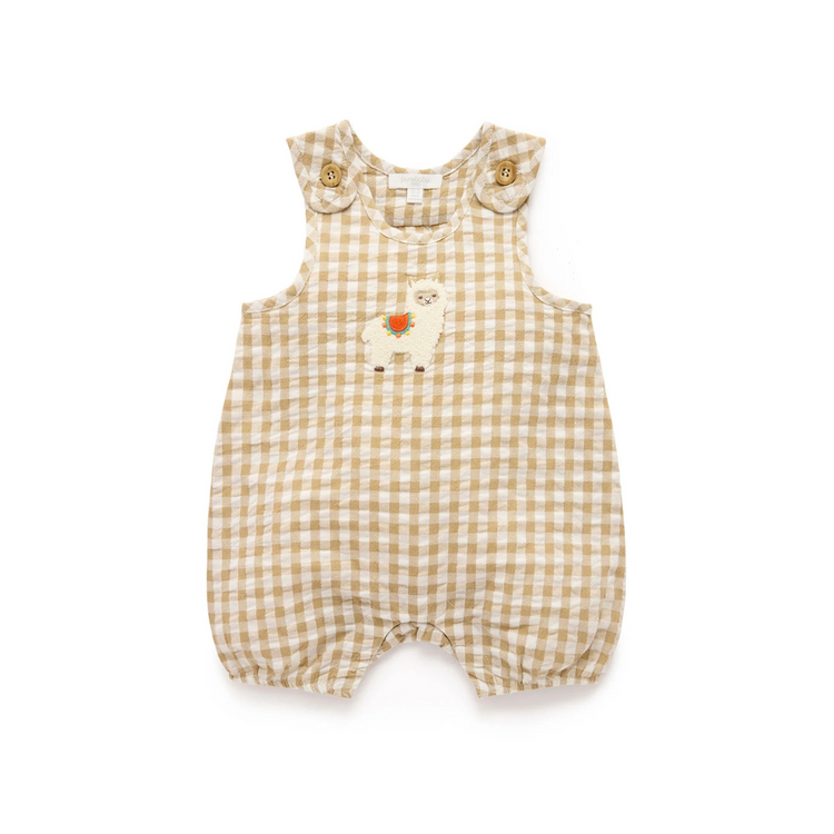 Purebaby Organic Llama Gingham Romper - Iburrito Gingham