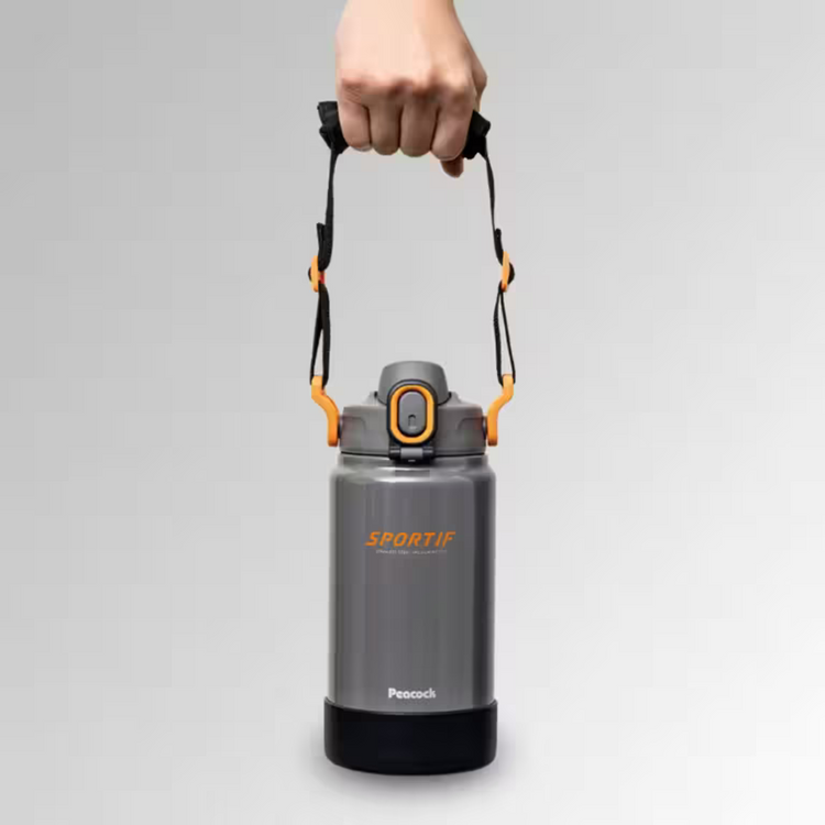 Peacock AJK-R150 1.5L SUS316 One Touch Sports Bottle (Thunder Grey)