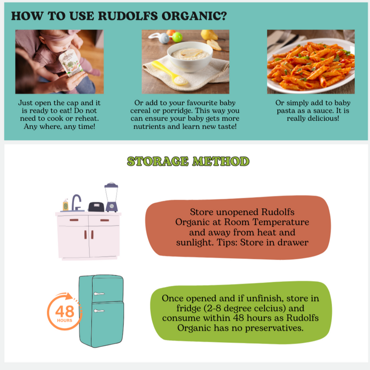 [Halal] Rudolfs Organic Premium Baby Food in Pouches (suitable: 4m+ -- 6m+)