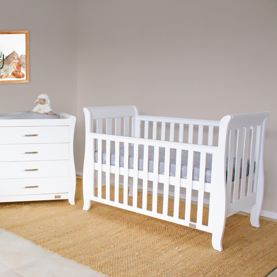 [Pre-Order] Babyhood Classic Sleigh 4-in-1 Cot - White