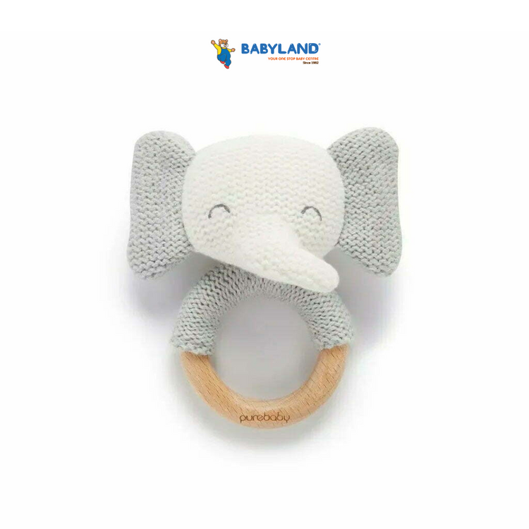 Purebaby - Organic Elephant Rattle Grey (0m+)