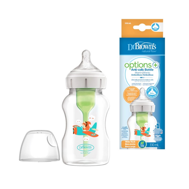 Dr Brown's Options+ PP Wide-Neck Bottle with Level 2 Teat (330mL)(1-Pack)