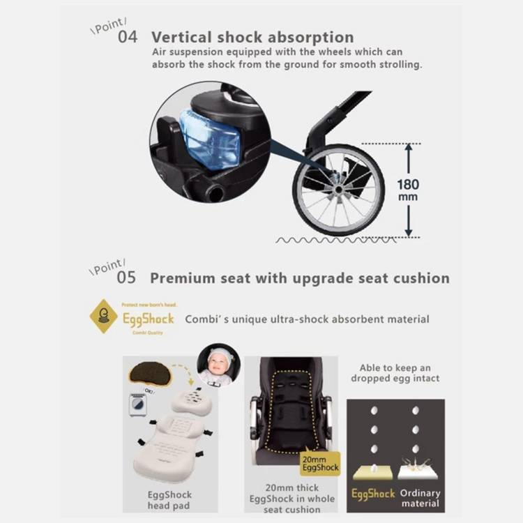 Combi Baby Umbretta 4 CAS Premium EG Stroller - Black | Applicable Age: 1-36 Months (15kg)