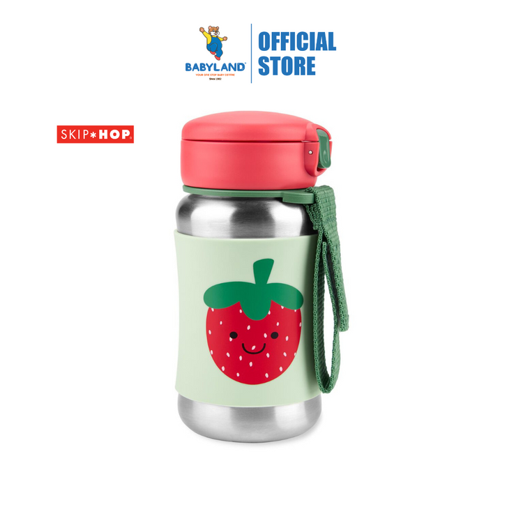 Skip Hop Spark Style Stainless Steel Straw Bottle - Strawberry