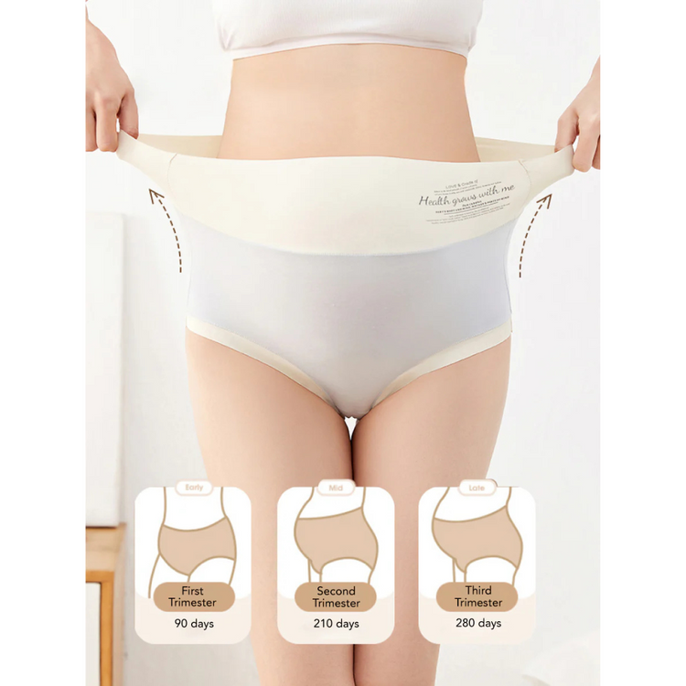 Bmama Modal Seamless High Waist Panties Set - Green/Pink