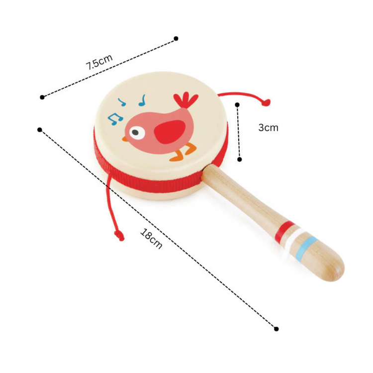 Hape 8380 Twittering Bird Drum-Shaped Rattle Suitable for Age 12+ Months