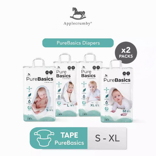 Applecrumby PureBasics Tape Diapers (Mega, 2 Packs)