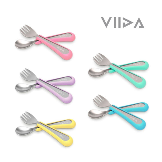 Viida Souffle Antibaterial Stainless Steel Fork & Spoon (S)