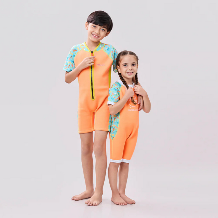 Cheekaaboo Wobbie Toddler Thermal Swimsuit UPF50+ Orange Dino