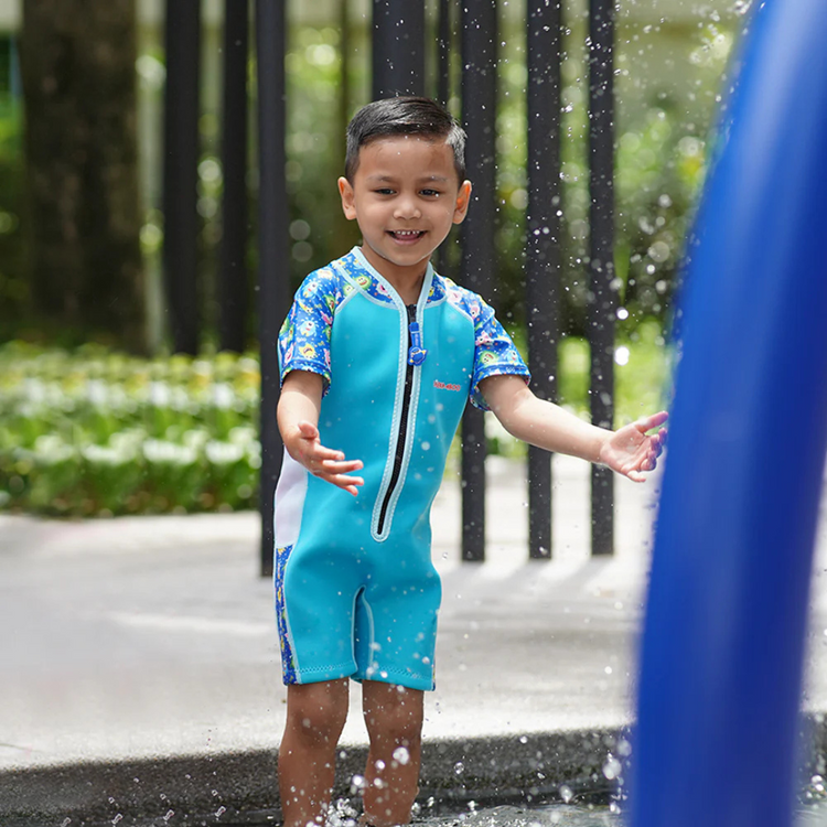 Cheekaaboo Wobbie Toddler Thermal Swimsuit UPF50+ Blue Monster