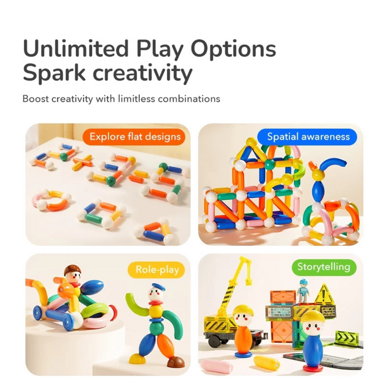 Mideer Growth Plus Magnetic Building Sticks 32pcs