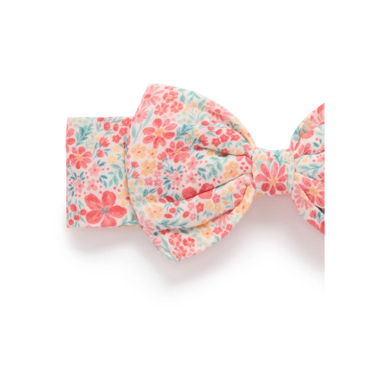 Purebaby Organic Festive Bow Headband - Summer Floral Print