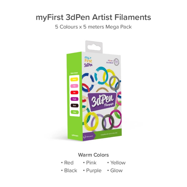 myFirst 3dPen Artist Filaments - 5 Colors Mega Pack 5x5m (Cold/Warm)
